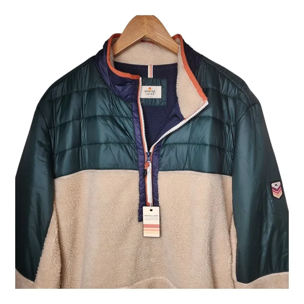 Marine Layer Archive Palisades Anorak Sherpa Fleece 1/2 Zip Mens XL Gorpcore